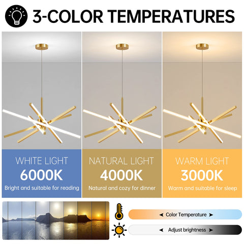 Dniwmdd LED pendant chandelier with remote dimming for customizable brightness