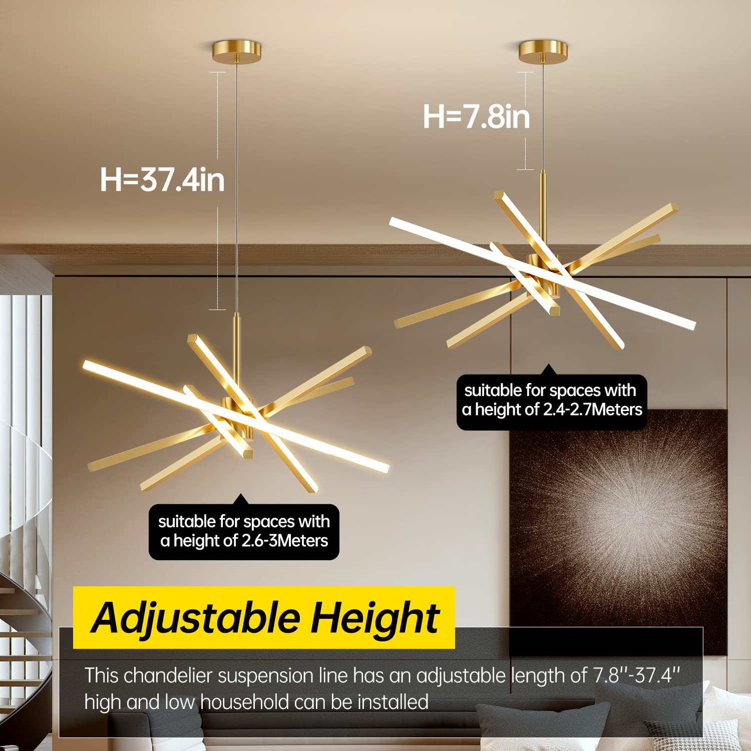 Dniwmdd sputnik chandelier angled view showing dramatic silhouette