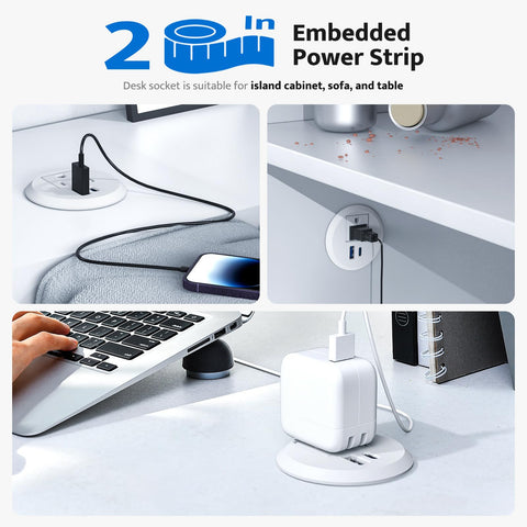 DOACE 45-degree plug minimizes desk obstruction.