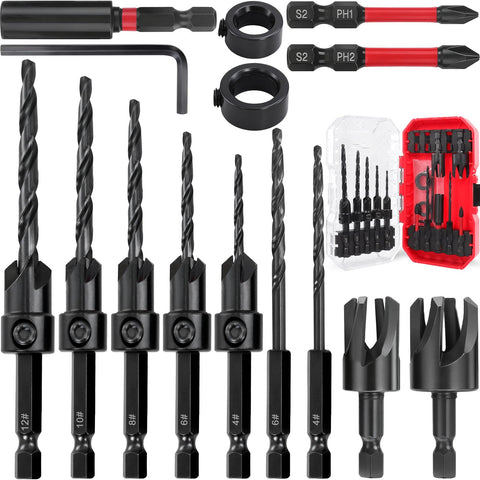 Doaho 15-pcs countersink set in a storage case for neat, efficient drilling.
