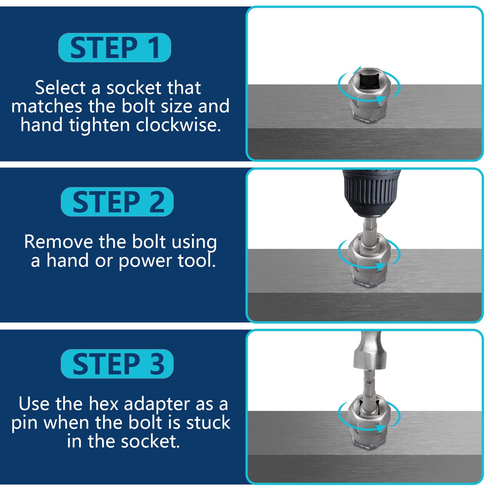 Doaho 3/8 square driver and hex adapter enable tool compatibility