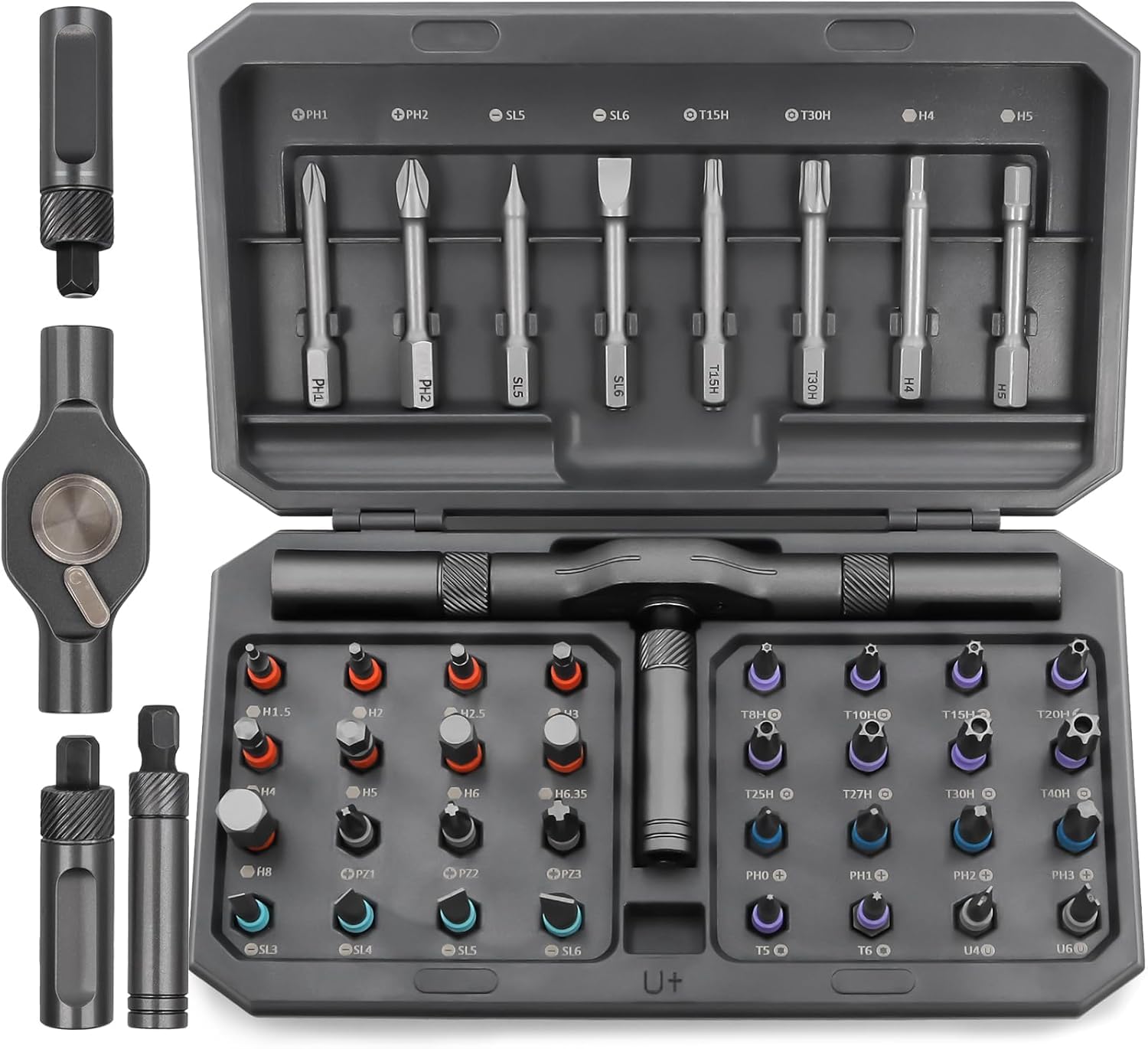 Doaho 42-in-1 magnetic screwdriver set with detachable ratchet handle for electronics repair