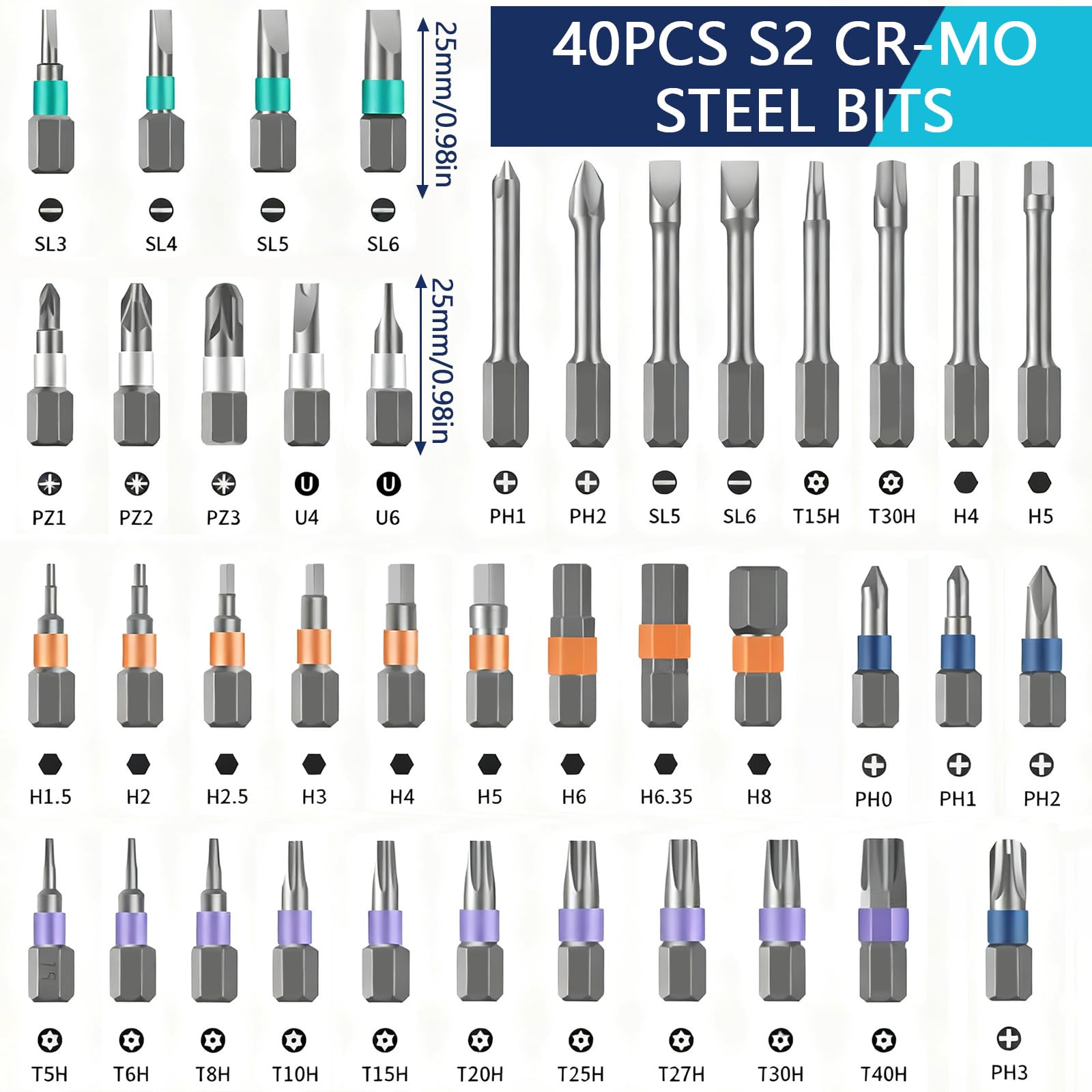 Doaho 42-in-1 extended 45mm bits for deep screws and hard-to-reach areas