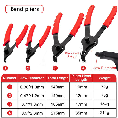 Doaho bent jaw pliers reaching around gears to remove rings