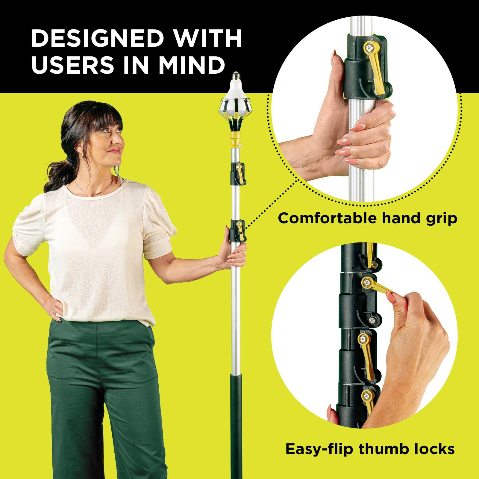 Docazoo Doca pole stores compactly in closets or vehicle trunks.