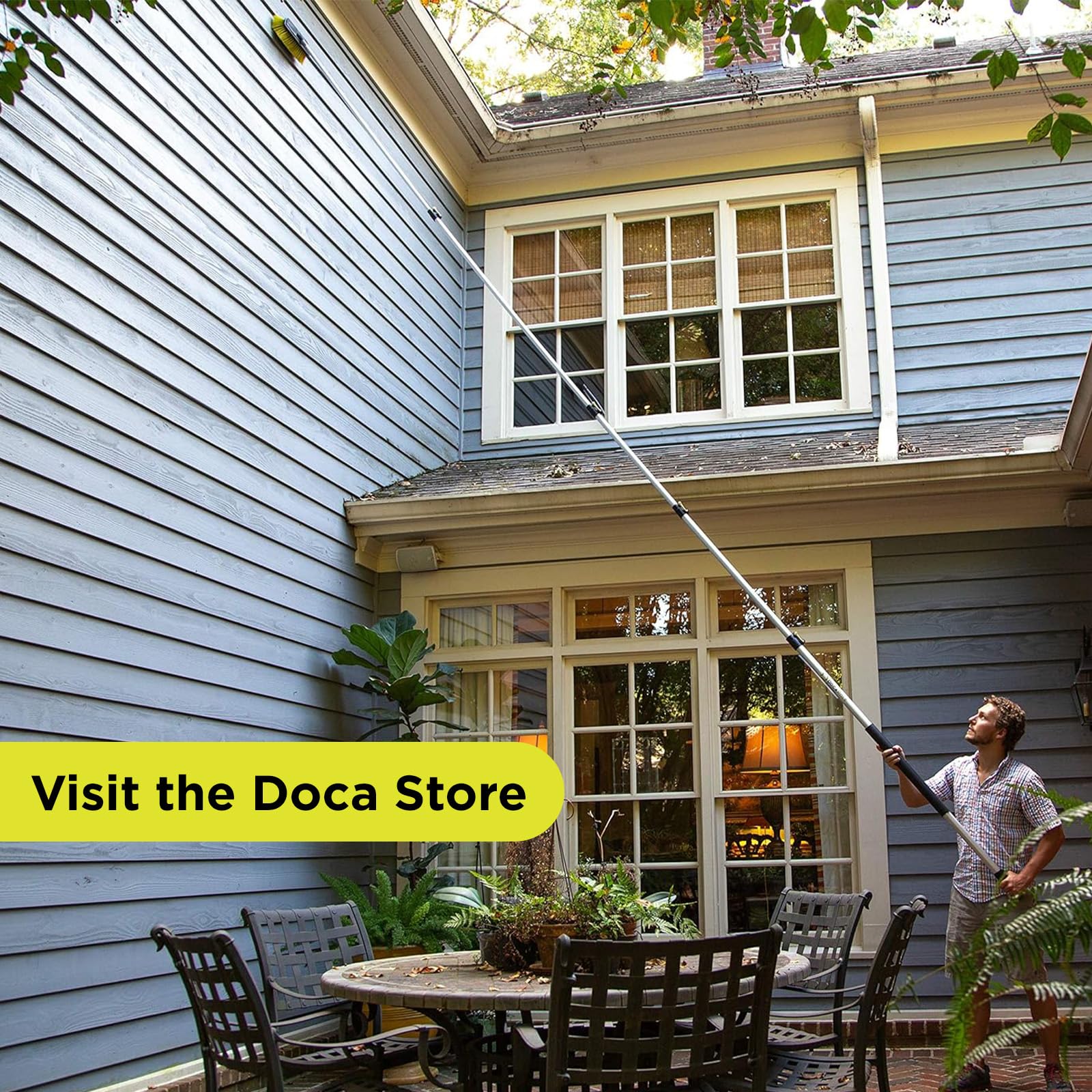 DOCAZOO extendable reach for indoor and outdoor cleaning versatility