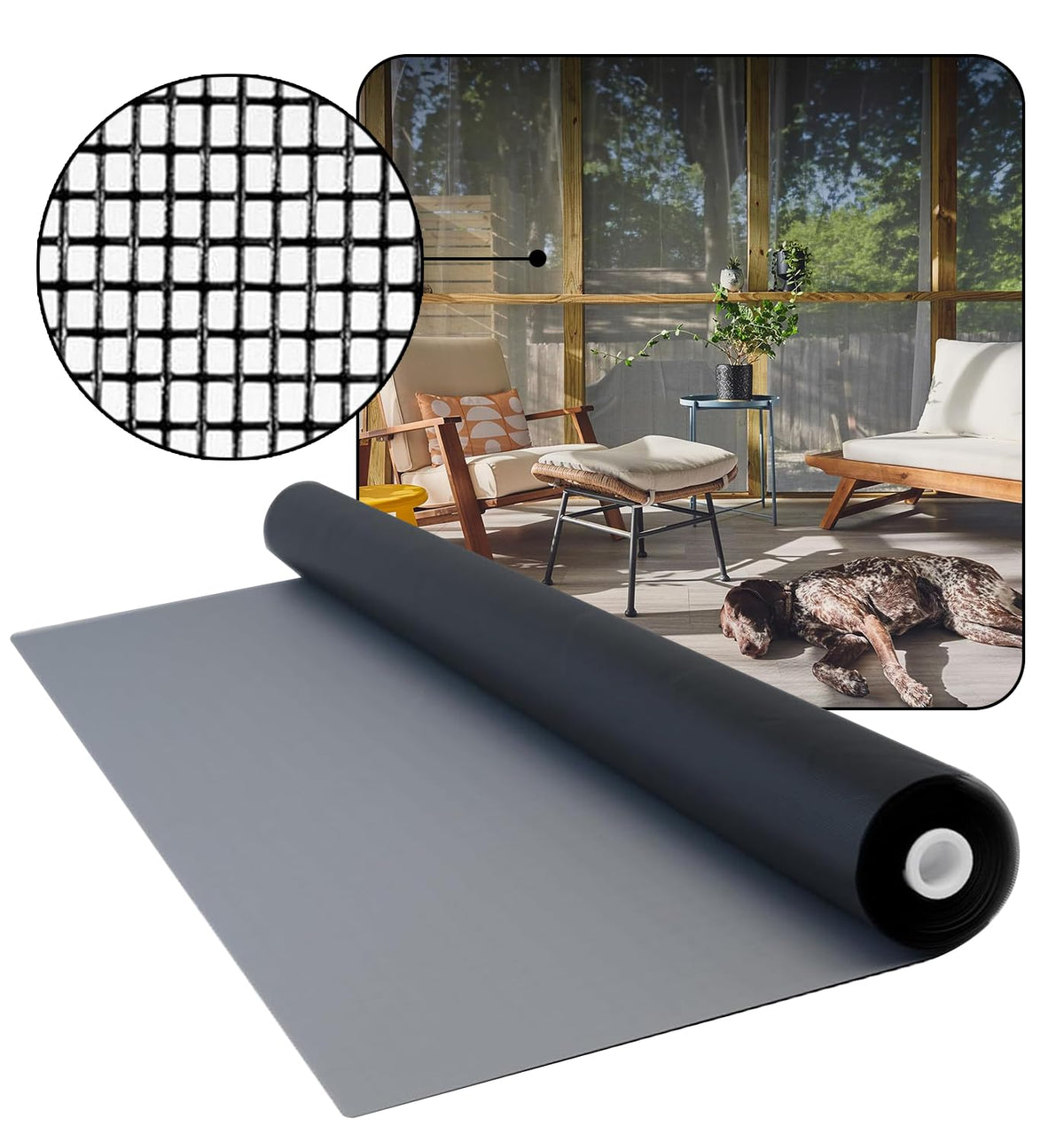 DOCAZOO window screen mesh charcoal roll with durable insect protection and clear view