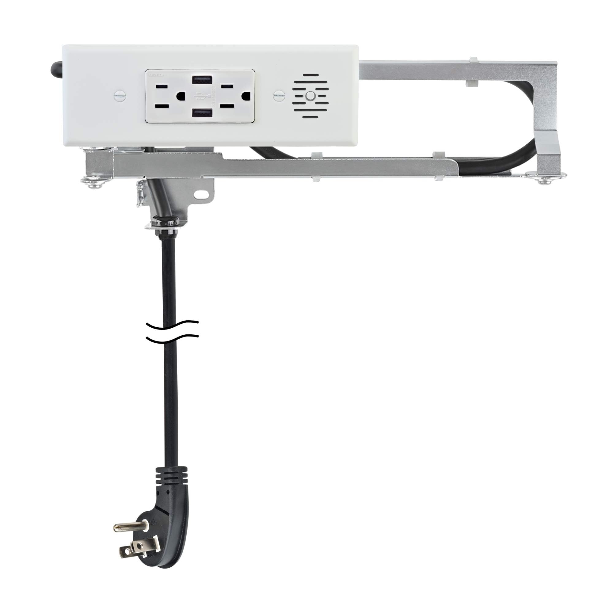 Docking Drawer Blade in-drawer outlet keeps cords organized behind the drawer