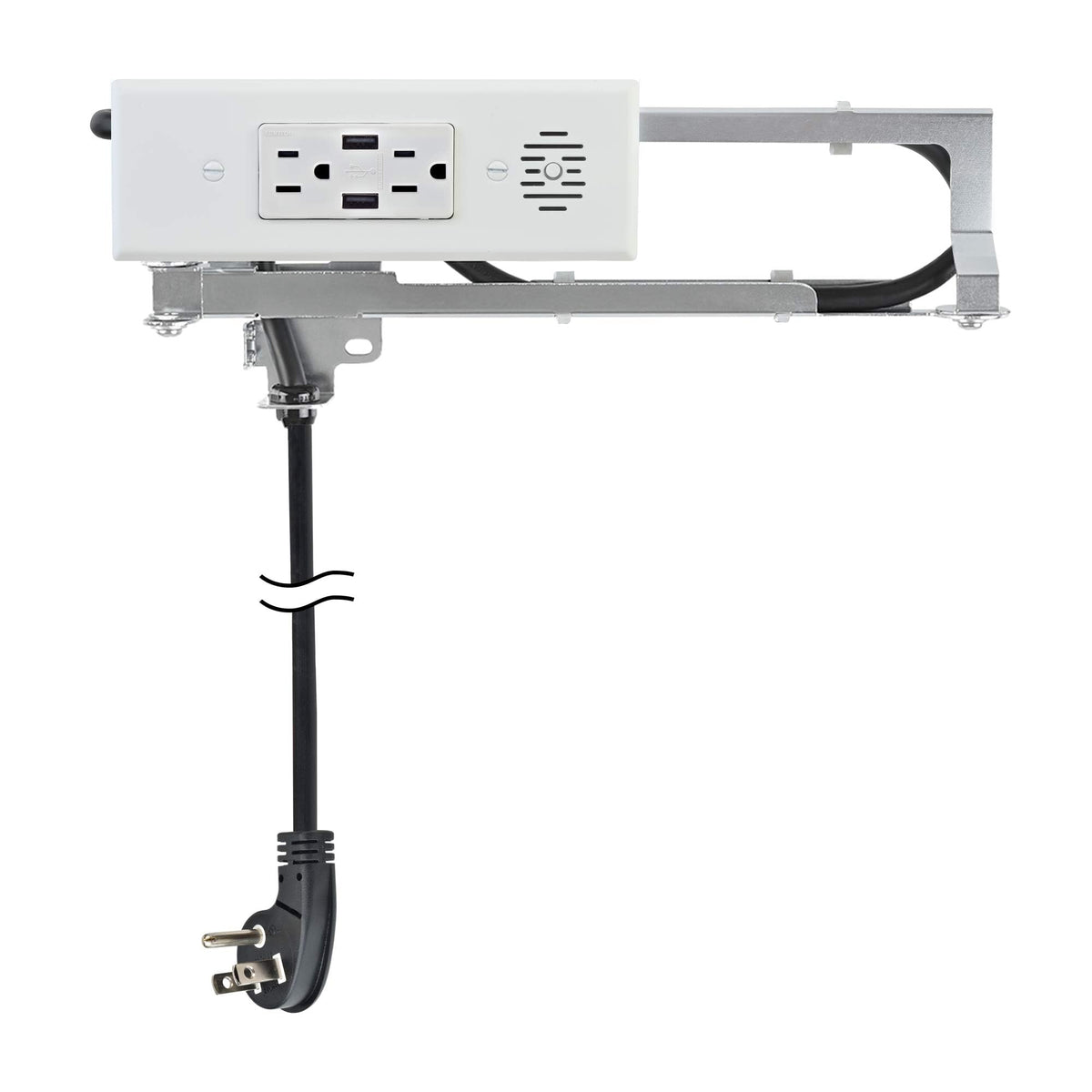 Docking Drawer Blade in-drawer outlet keeps cords organized behind the drawer