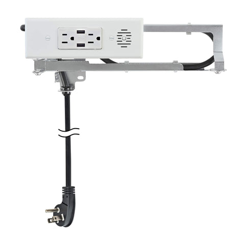 Docking Drawer Blade in-drawer outlet keeps cords organized behind the drawer
