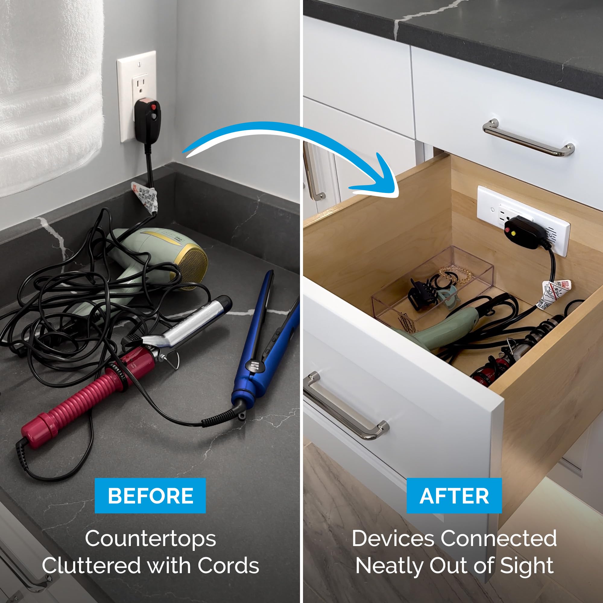 Docking Drawer Blade cable management arms protect cords and drawer function.