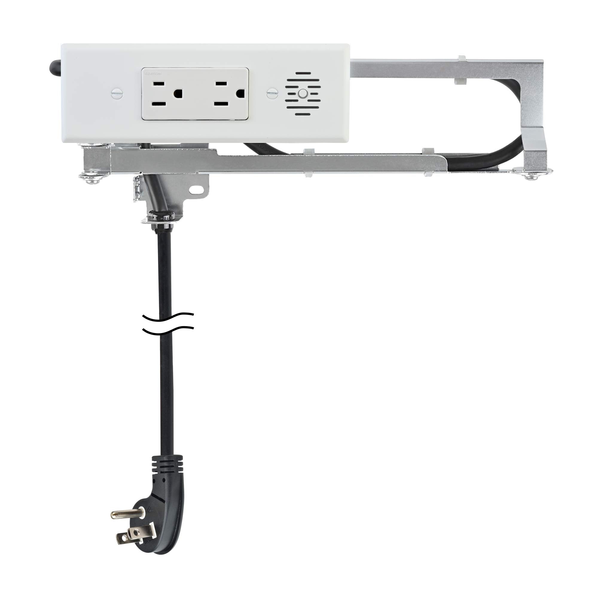 Docking Drawer Blade dual outlets inside-drawer for clutter-free power access.