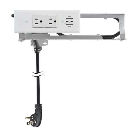 Docking Drawer Blade dual outlets inside-drawer for clutter-free power access.