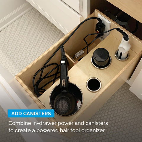 Docking Drawer Blade inside-drawer power helps keep devices organized.