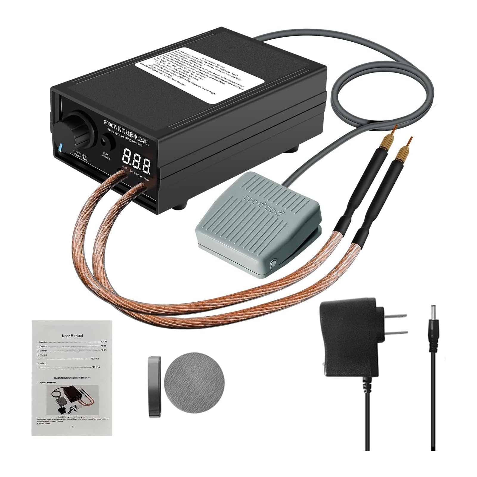 Docreate 8000W spot welder front view for portable battery pack work