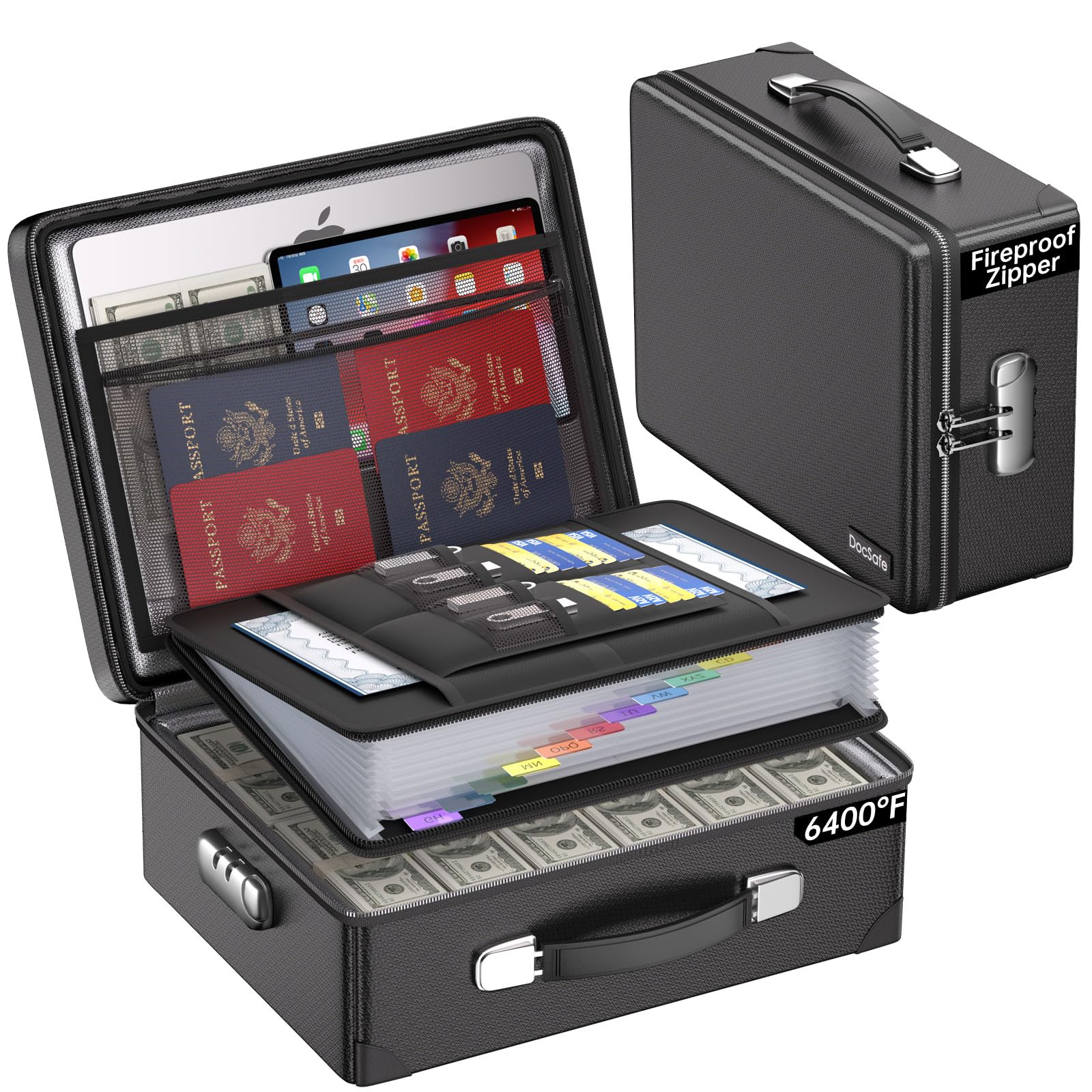 DocSafe 6400F fireproof box front view showing sturdy construction for document protection