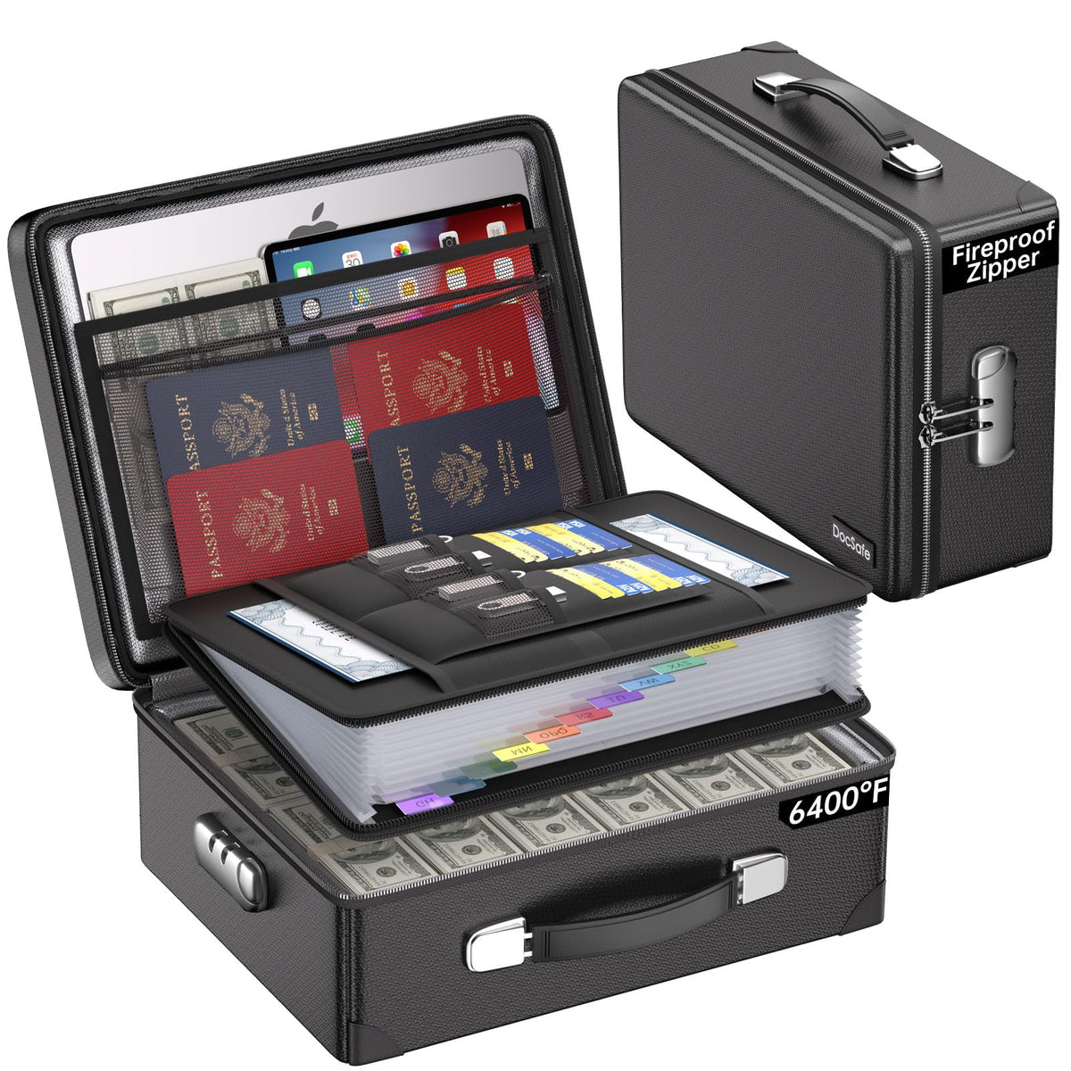 DocSafe 6400F fireproof box front view showing sturdy construction for document protection