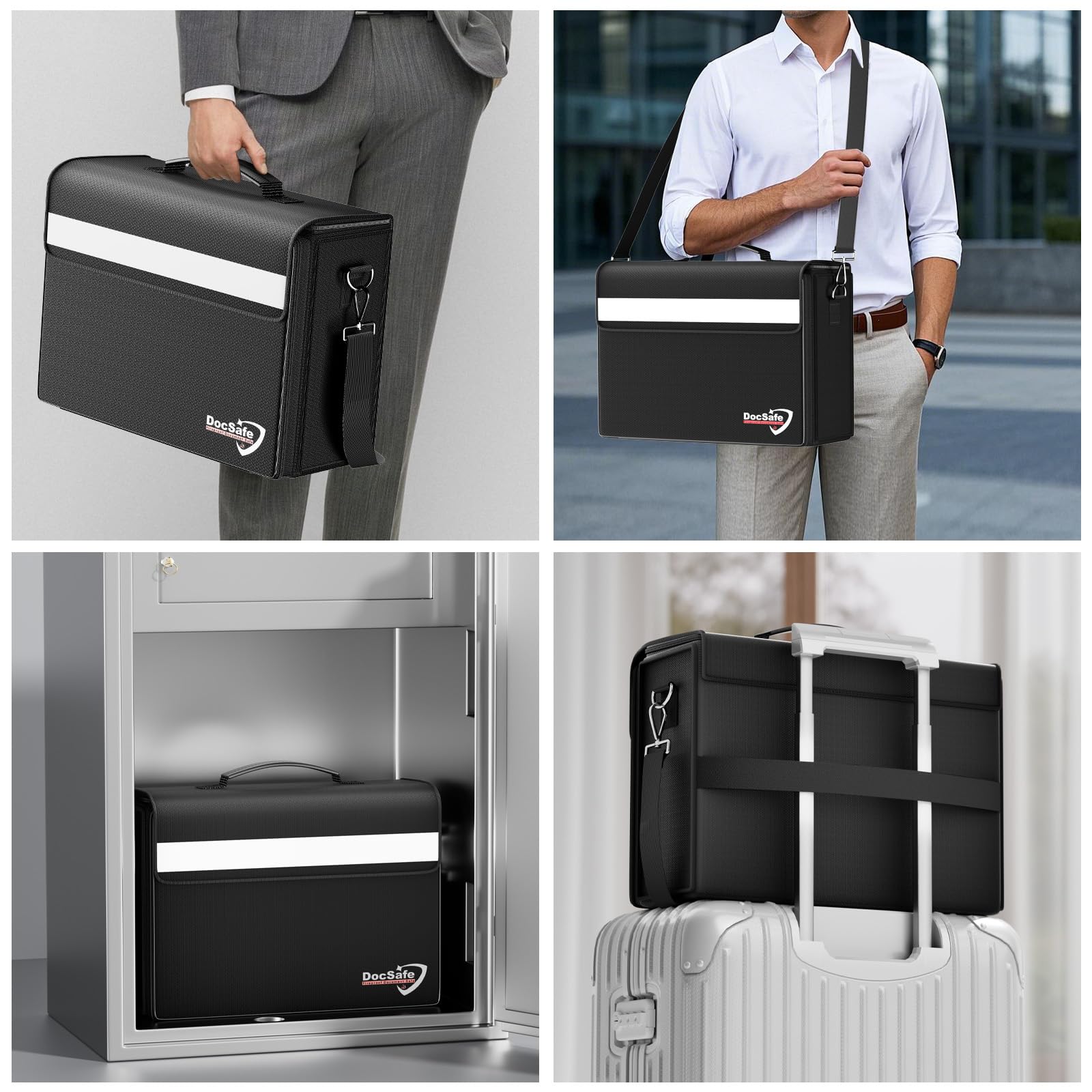 DocSafe fireproof bag back view illustrating storage capacity