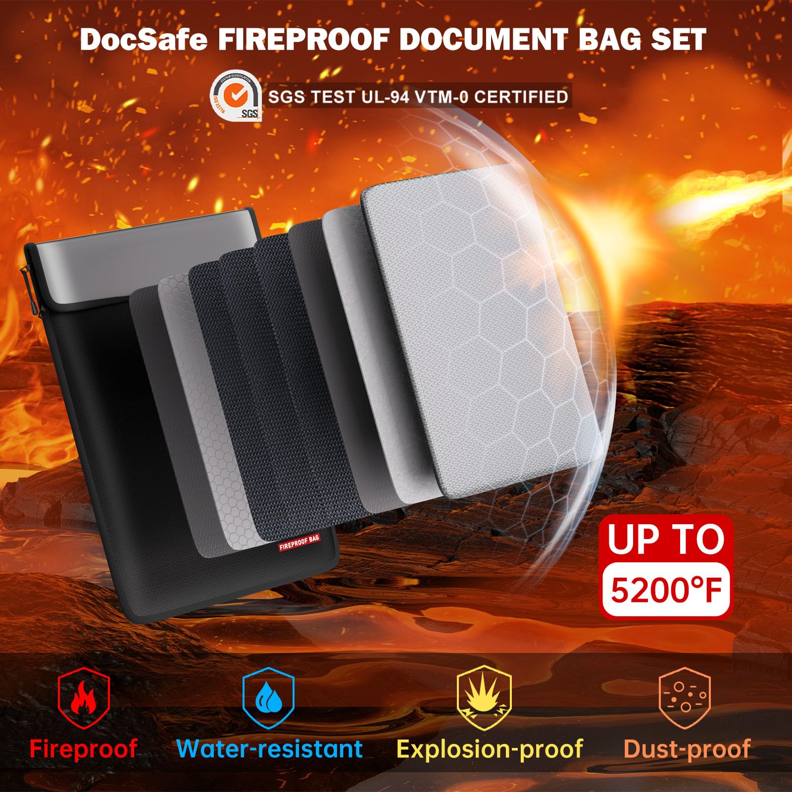 DocSafe dual-zip organizer for easy separation of papers, passports, and cash.