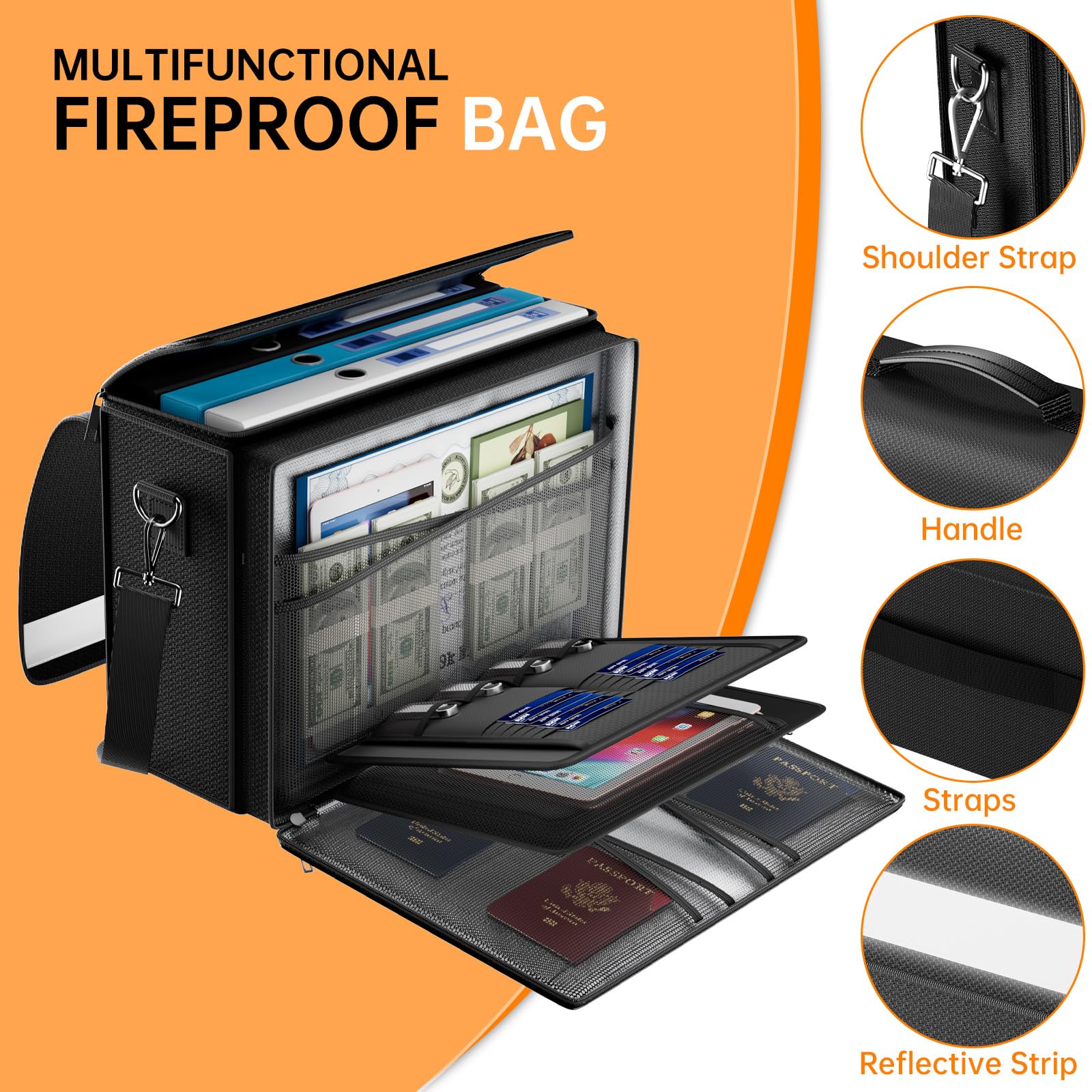 DocSafe fireproof bag open main compartment for quick organization