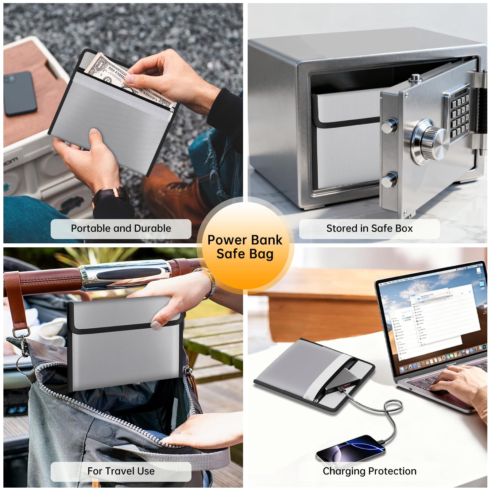 DocSafe reflective strip helps locate the bag in darkness.