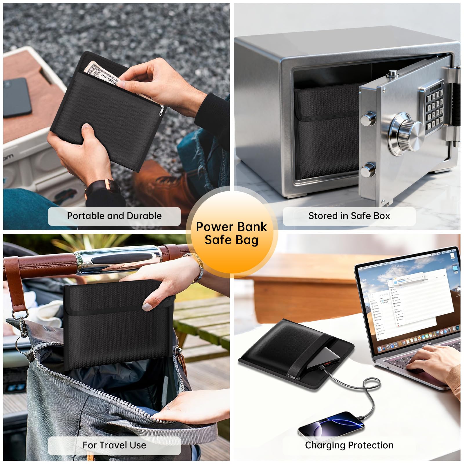 DocSafe reflective strip aids quick location in darkness.