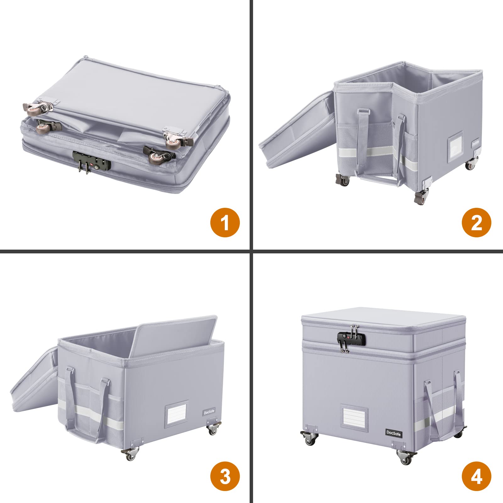 DocSafe waterproof seal protects contents from moisture.