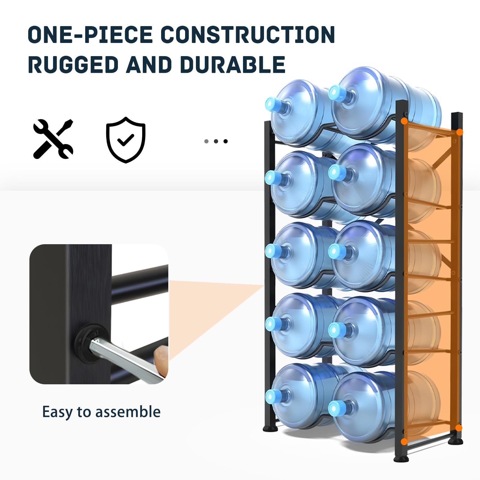 Doerpuz 5-tier rack side profile highlighting sturdy construction.