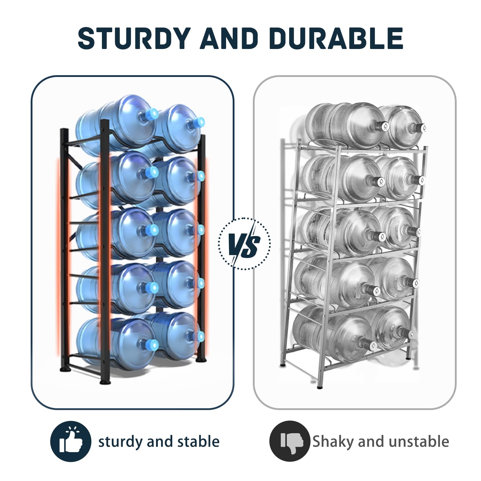 Doerpuz water jug rack side profile emphasizing robust frame.
