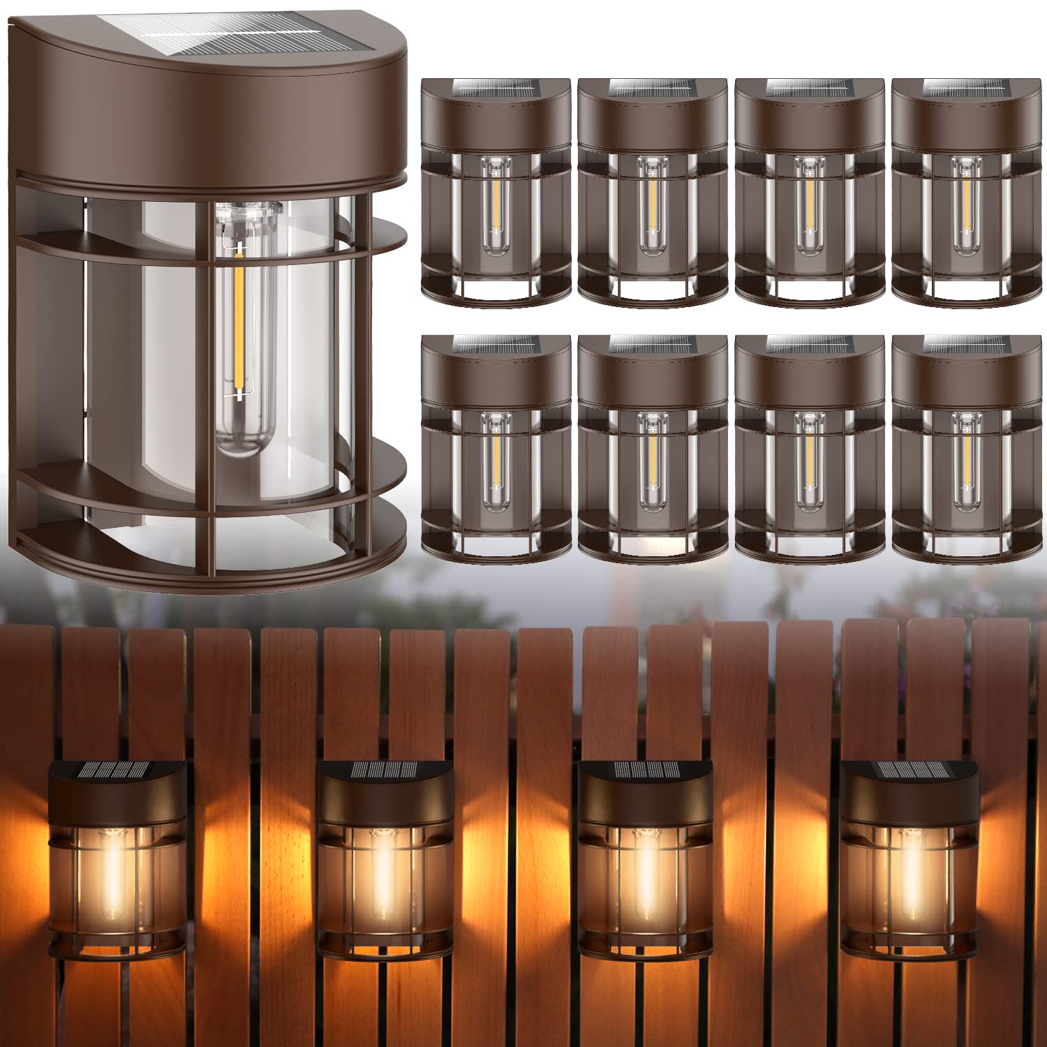 DOESLAG solar fence light in brown adds warm ambiance for outdoor spaces.