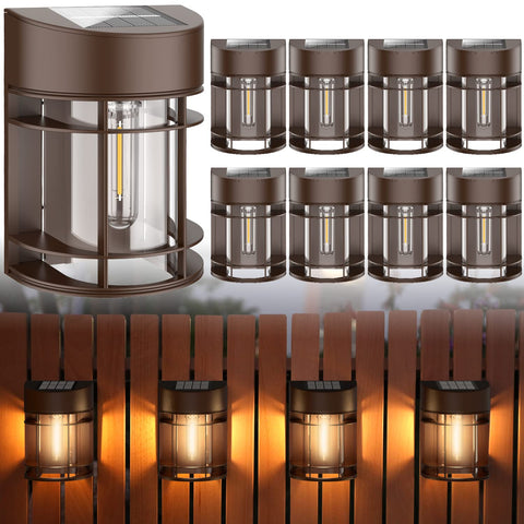 DOESLAG solar fence light in brown adds warm ambiance for outdoor spaces.