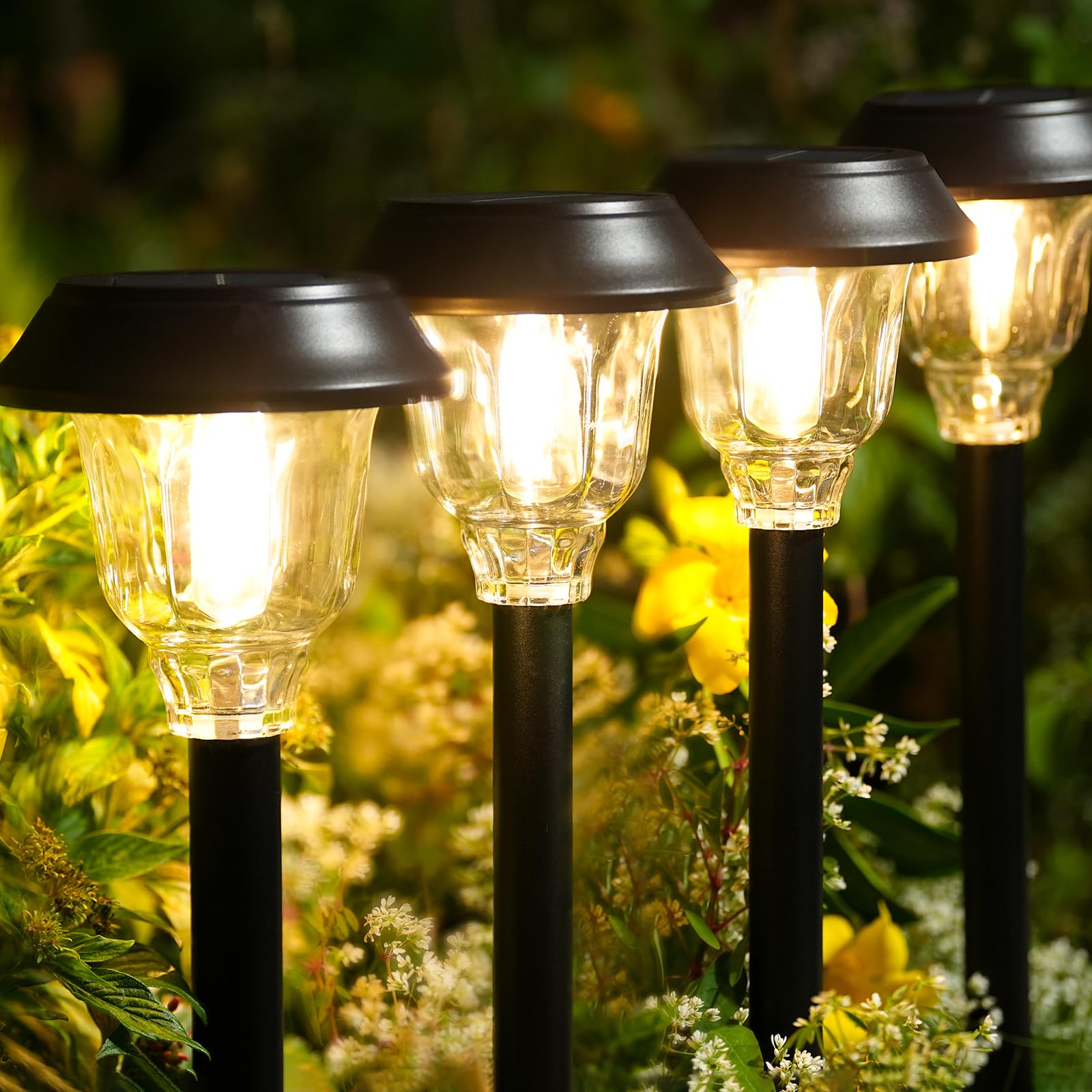 Doeslag solar-pathway-light-base lighting the garden path with durable weatherproof construction.