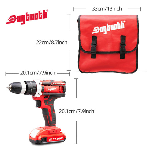Dogtooth 21V Max cordless drill with battery pack for extended projects.