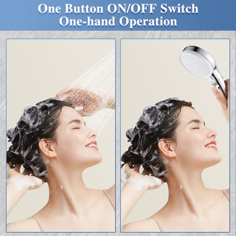 DOILIESE shower head with on/off switch enables mid-shower water control