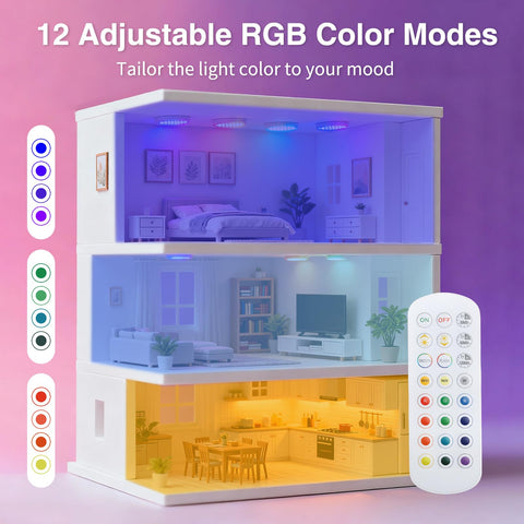 Dojavop RGB dynamic modes provide gradient and pulsating effects for ambiance.