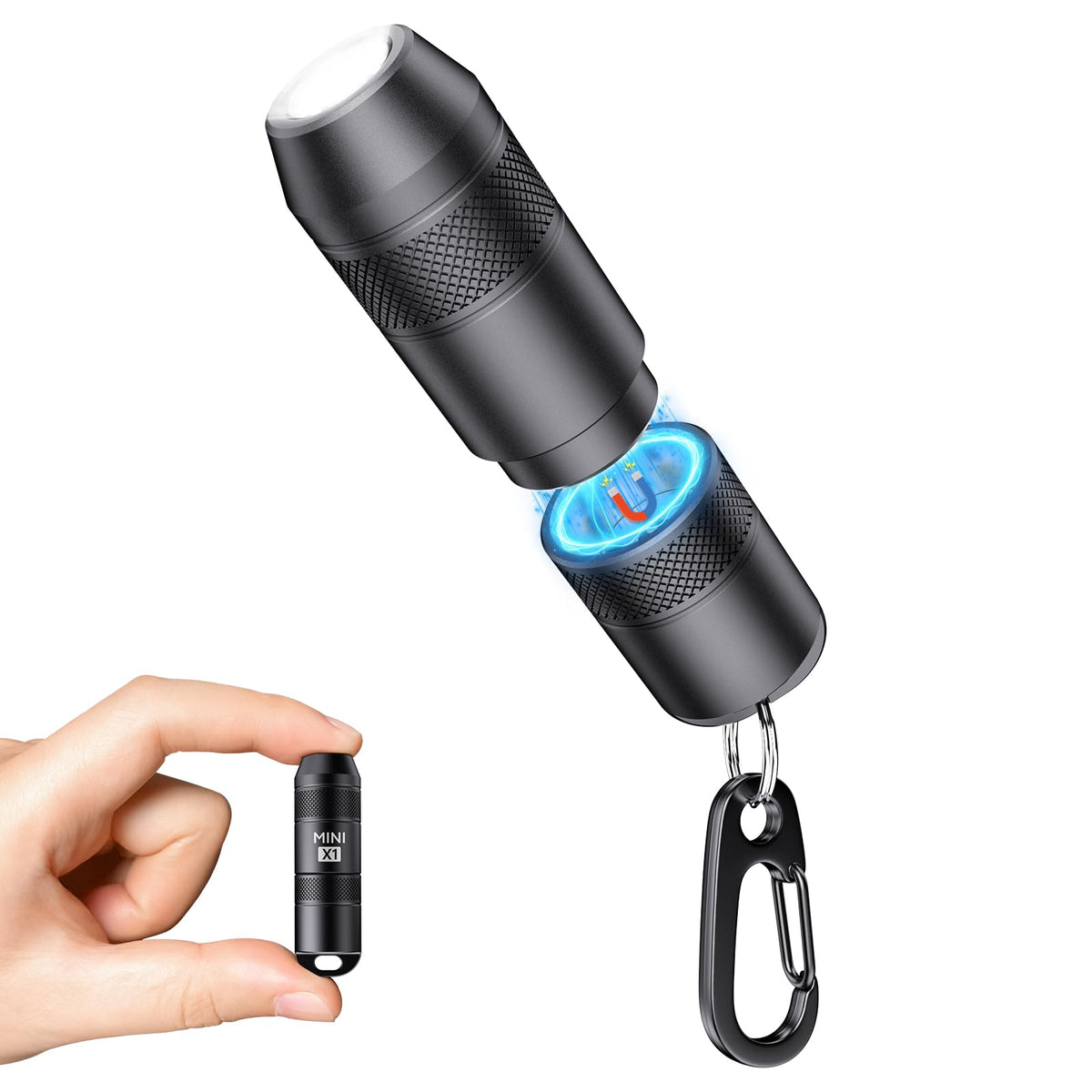 DOKNAAM Mini X1 quick-release with magnetic base for hands-free lighting on the go.