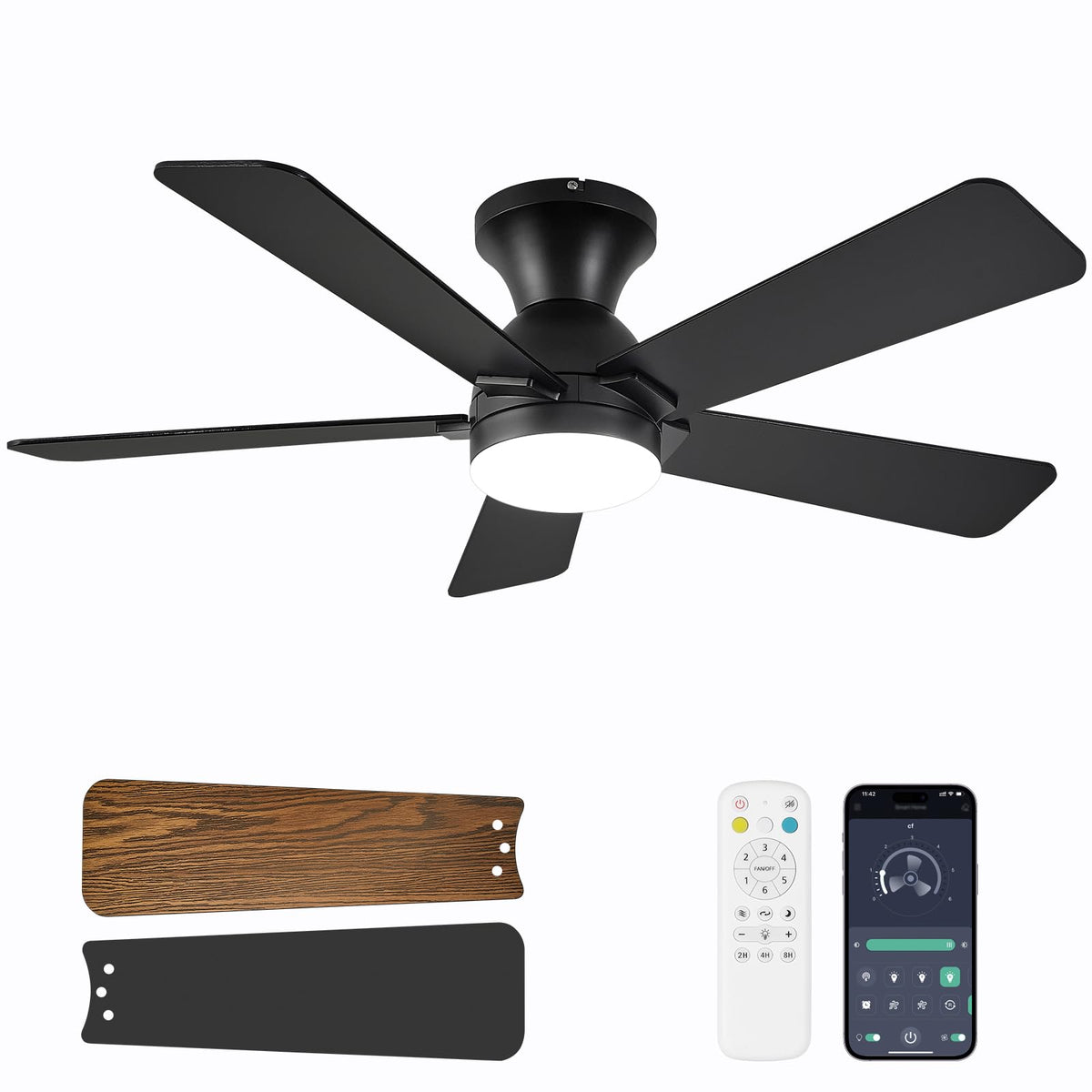 Dolavast 42-inch ceiling fan with light remote for living room comfort