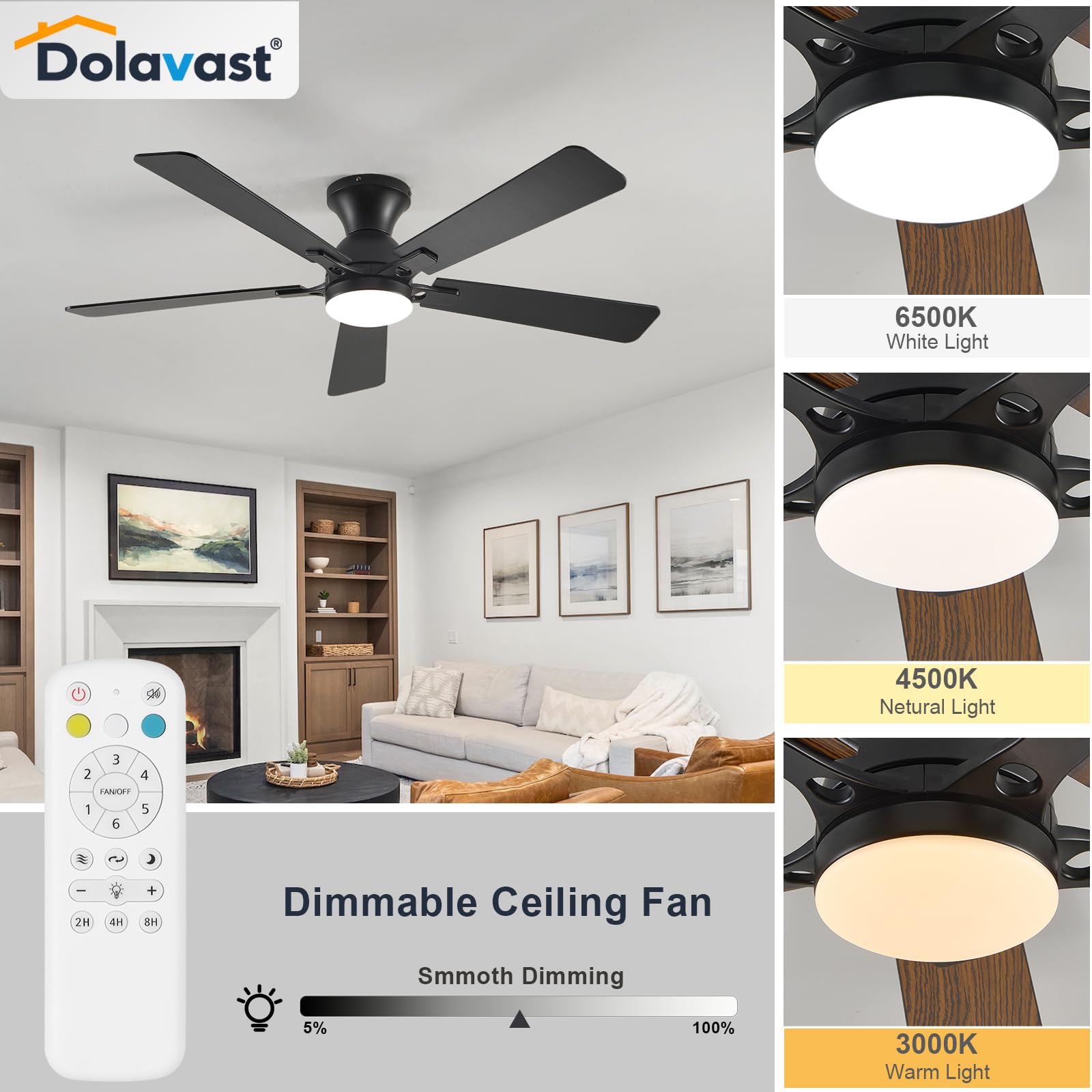 Dolavast LED light with 3 color temps suits work, relax, and tasks.