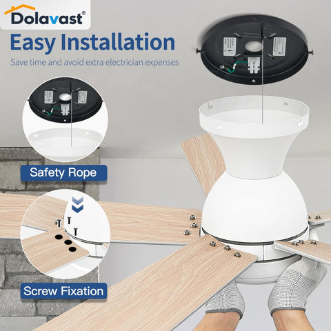 Dolavast flush-mount ceiling fan provides a low-profile option for kitchens.