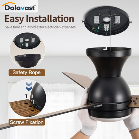 Dolavast whisper-quiet 30 dB DC motor keeps rooms calm.