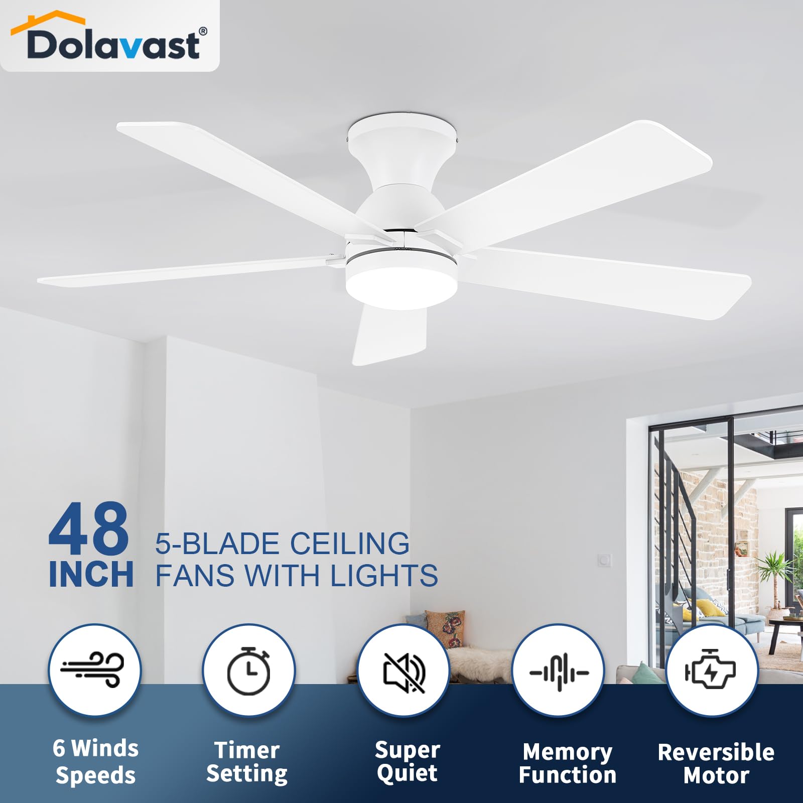 Dolavast remote-controlled fan and light lets you adjust speed and brightness from anywhere.