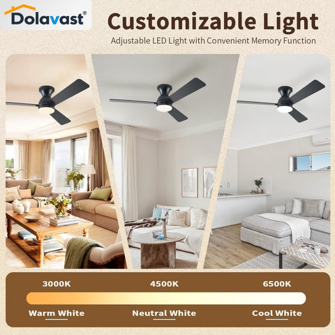 Dolavast reversible blades in black and walnut for seasonal comfort.