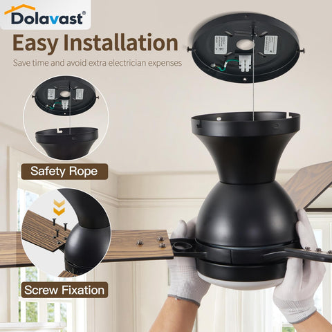 Dolavast ultra-quiet DC motor operates softly for peaceful bedrooms and living spaces.