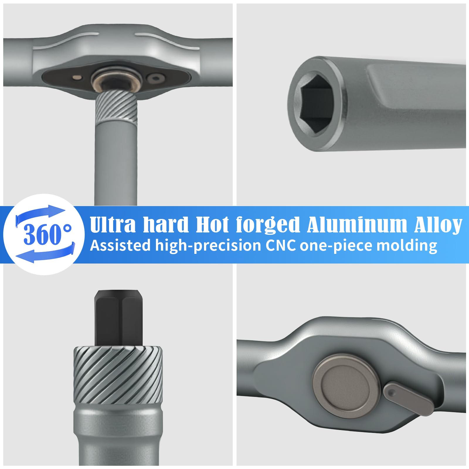 Dolcety magnetic ratchet handle with 360 degree swivel for quick tool changes