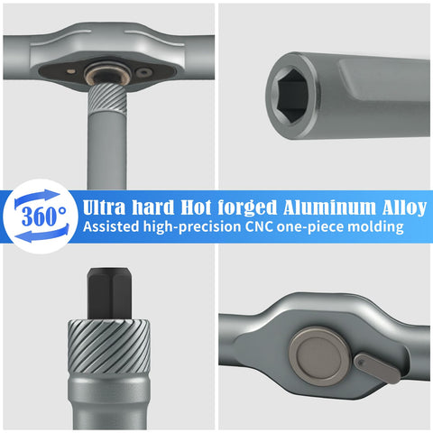 Dolcety magnetic ratchet handle with 360 degree swivel for quick tool changes