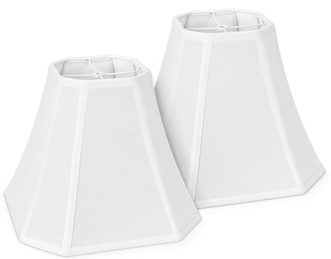 DOLOOTA 2-pack white square cut corner lampshades for modern desks.