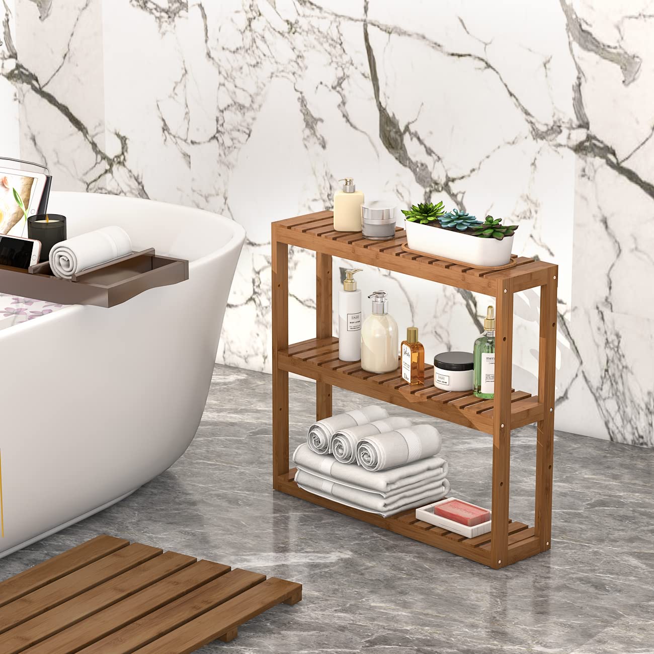 Domax bamboo shelf suitable for kitchen and living room with a multipurpose design