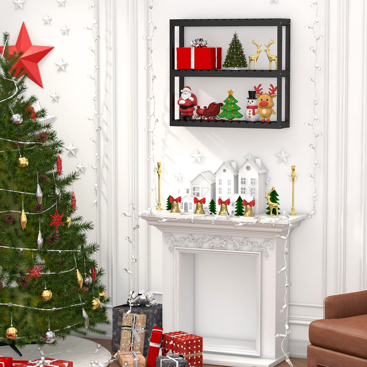 Domax multi-use-wall-shelf-bathroom-kitchen stylishly declutters living areas.