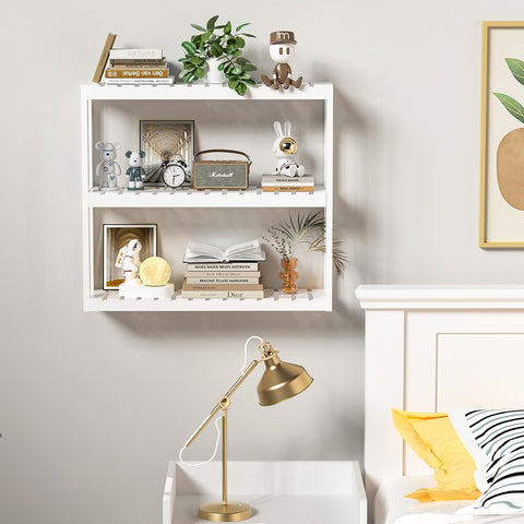 Domax three-tier organizer holding toiletries in a neat display.