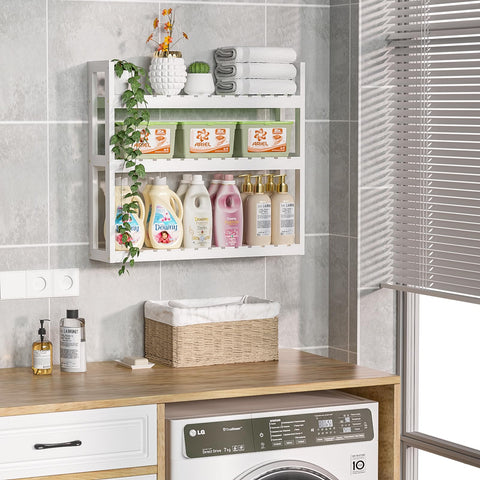 Domax white bamboo shelf showing smooth edges for safe setup.